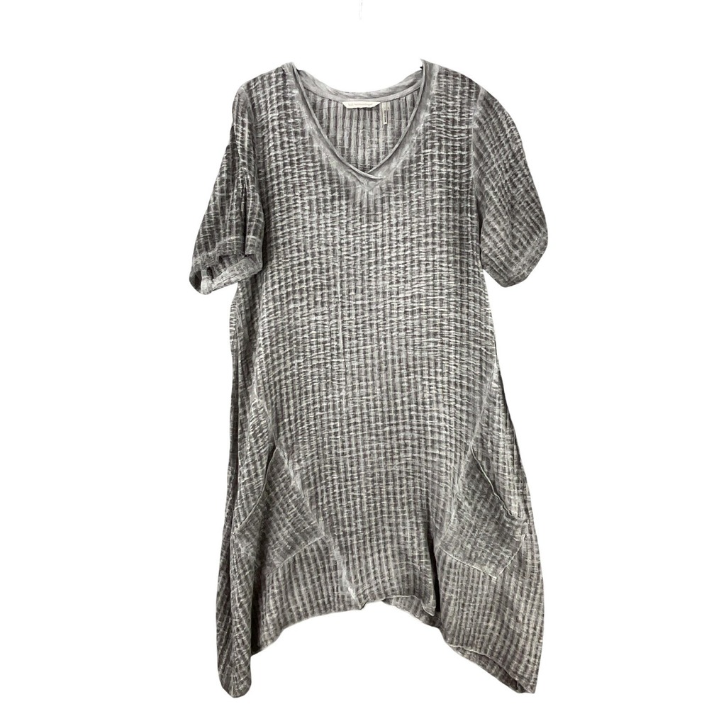 Soft Surroundings Dress Womens Small Gray Trapeze Swing V-Neck Pockets